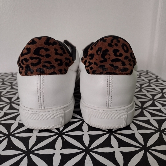 Zadig & Voltaire 'La Flash' White Leather/Leopard Trainers - Picture 5 of 7
